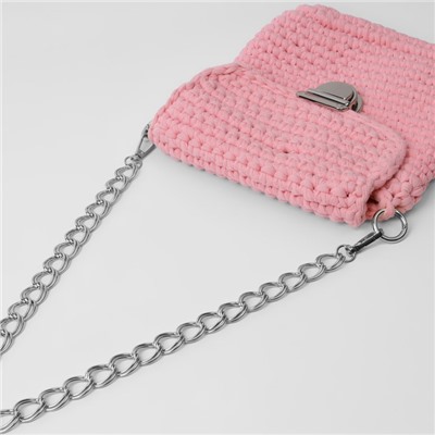 Цепочка для сумки, с карабинами, металлическая, двойная, 19×14 мм, 60 см, цвет серебряный