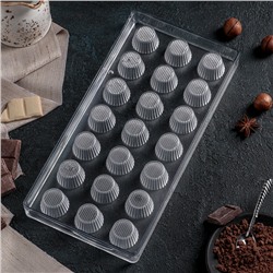 Форма для конфет и шоколада KONFINETTA «Конфетти», пластик, 27.5×13.5 см, 21 ячейка, прозрачная
