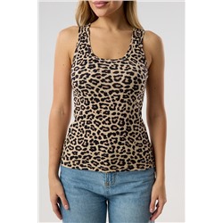 Майка базовая в рубчик леопардовая