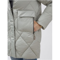 Куртка женская зимняя с мехом енот премиум класса серого цвета 3141Sr