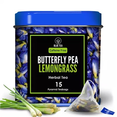 Чай из Клитории и Лемонграсса (15 пак, 1,65 г), Butterfly Pea Lemongrass Herbal Tea, произв. Blue Tea