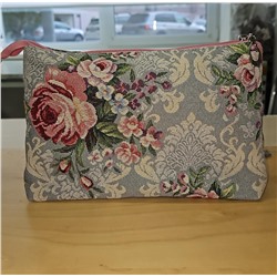 1045 Косметичка Розы Дамаск цветы серый 25х16х6 см 2520277