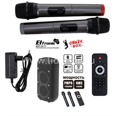 Колонка 08" (30-71 CRAZY BOX 1000) динамик 2шт/8" ELTRONIC с TWS