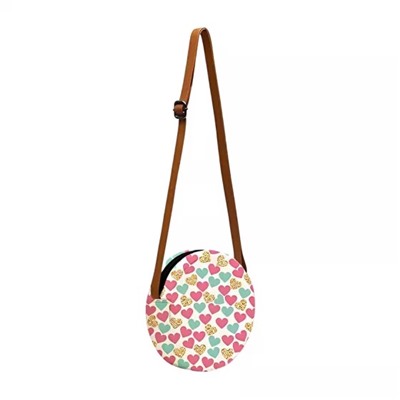 Сумка с принтом Сердце, Heart Abstract Round Sling Bag, произв. The Purple Tree