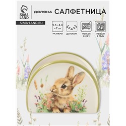 Салфетница Доляна «Зайка», доломит, 9.5×4.3×7 см, белая