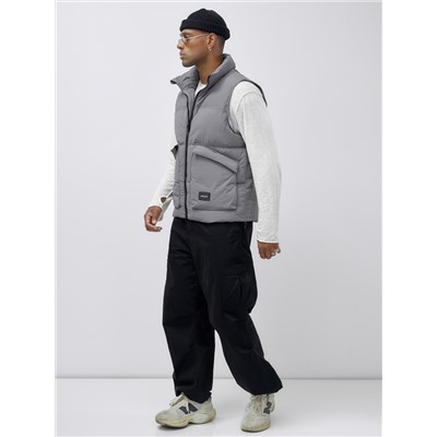 Жилет мужской утепленный спортивный серого цвета 15322Sr