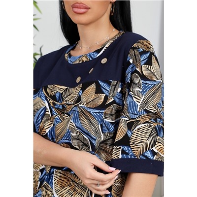 Женский костюм Листья 634 / синий