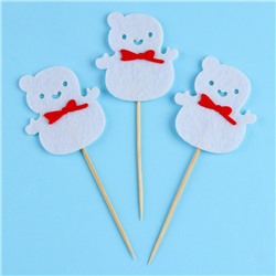 Шпажки для канапе новогодние «Снеговик», набор 3 шт.