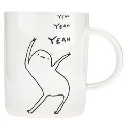 Кружка фарфоровая "Танцор" 370мл, д8,4см h10см, глянцевая глазурь, с деколью, цвет - белый, д/горла 8см, д/основания 7см, в подарочной коробке (Китай)