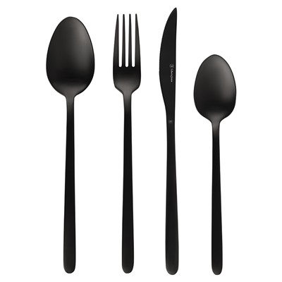 Набор столовых приборов Pure, черные матовые, 16 пред.