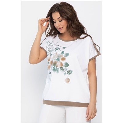 Блуза Далия (бело-коричневая) Б13803-20М