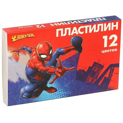 Пластилин 12 цветов 180 г «Супергерой», Человек-паук