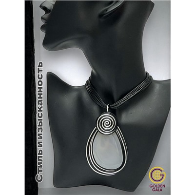 Кулон-подвеска из натурального Агата  на многослойном шнурке АБ4/002 дымчатый