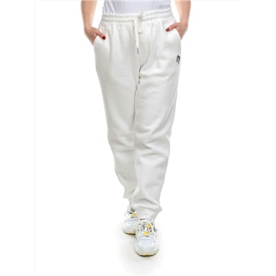 M051 WHITE Брюки спортивные женские на флисе (100% хлопок) 7986