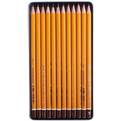 Набор карандашей ч/г Koh-I-Noor "1500 Art" 12шт., 8B-2H, заточен., метал. пенал
