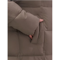 Пальто зимнее утепленное с капюшоном женское светло-коричневого цвета 7741SK