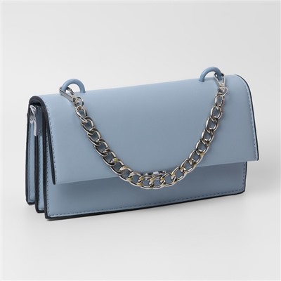 Цепочка для сумки, с карабинами, металлическая, плоская, 18×13 мм, 30 см, цвет серебряный