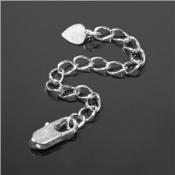 Замок карабин «Сердечко», 3 шт. с удлинителем 5.8 см 1.1×0.4 см, цвет серебро