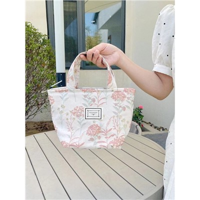 Handheld linen bag for leisure, french style, flowered, food bag, for import