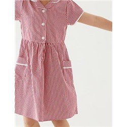 Girls' Pure Cotton Gingham School Dress (2-14 Yrs)