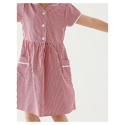 Girls' Pure Cotton Gingham School Dress (2-14 Yrs)