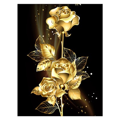 Алмазная мозаика 30х40 "Золотая роза" с подр., с полн. заполн. (30цв) (блест.)