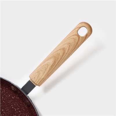 Сковорода блинная Доляна Grit, d=22 см, ручка soft-touch, антипригарное покрытие, индукция, коричневая