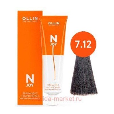 OLLIN "N-JOY" 7/12 - русый пепельно-фиолетовый, перманентная крем-краска для волос 100мл