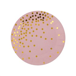 Тарелки бумажные Круглые  6 шт розовые с золотой россыпью "BOOMZEE"  TRL-10/Россия