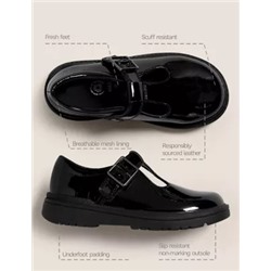 Kids' Leather Riptape T Bar School Shoes (8 Small - 1 Large)