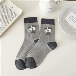 Tide, demi-season cotton velvet autumn cute cartoon knee socks, mid-length