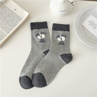 Tide, demi-season cotton velvet autumn cute cartoon knee socks, mid-length