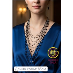 Комплект бижутерии "Хрустальная россыпь" , цвет черный с прозрачным