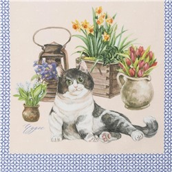 Дорожка на стол Этель «Уютные коты», 40×146 см, 100% хлопок, саржа 190 г/м², бкжквая/синяя