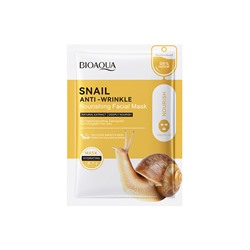 Питательная тканевая маска для лица против морщин с муцином улитки BIOAQUA Snail Anti-wrinkle nourishing facial mask, 25 гр
