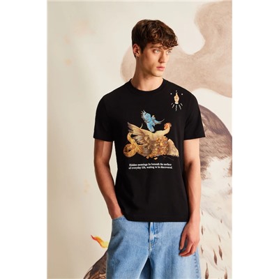 T-shirt bawełniany męski z kolekcji El Gato Chimney x Medicine kolor czarny