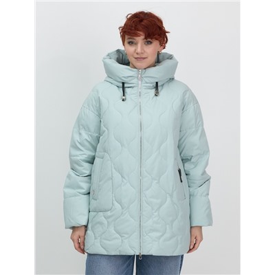 Куртка женская демисезонная с капюшоном бирюзового цвета 1140Br