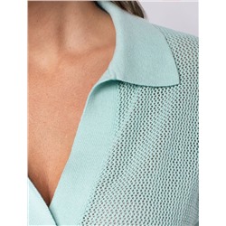 Летнее полупрозрачное поло тончайшей вязки