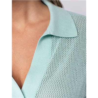 Летнее полупрозрачное поло тончайшей вязки