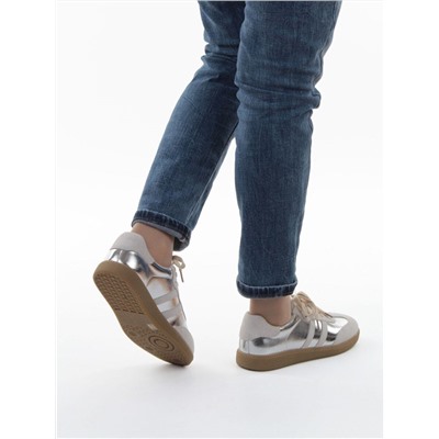03-270-6C GREY/SILVER Кеды женские (натуральная кожа)