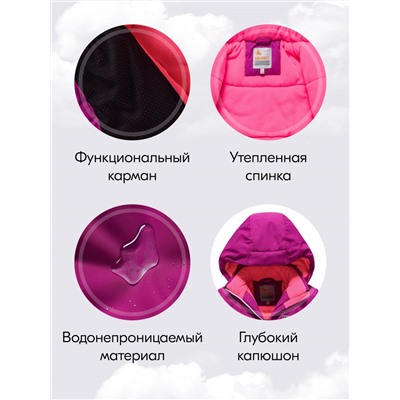 Горнолыжный костюм зимний для девочки малинового цвета 9420M