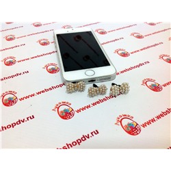 Украшение в разъём для наушников Бантик со стразами