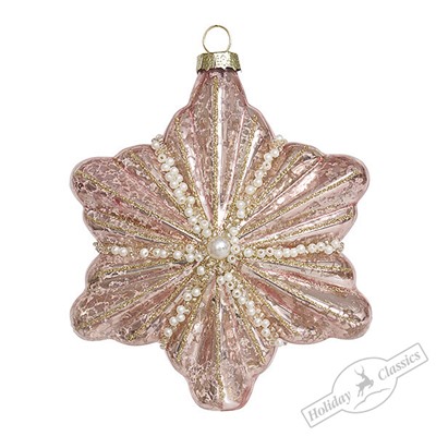 Снежинка розовое золото винтаж (стекло) 10х4,5х11 см
