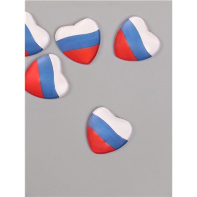 Кабошон стекло для творчества "Сердце. Россия" 2,5х2,5 см