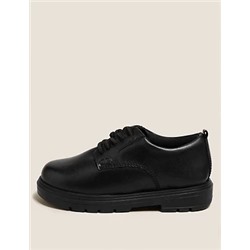 Kids' Leather Elastic Lace School Shoes (8 Small - 1 Large)