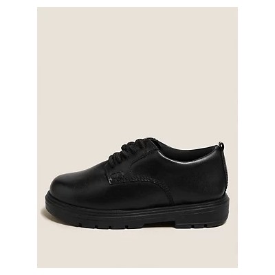Kids' Leather Elastic Lace School Shoes (8 Small - 1 Large)