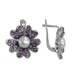 Серьги 'Ирис' с аметистом и фианитами И0СК.072АМN