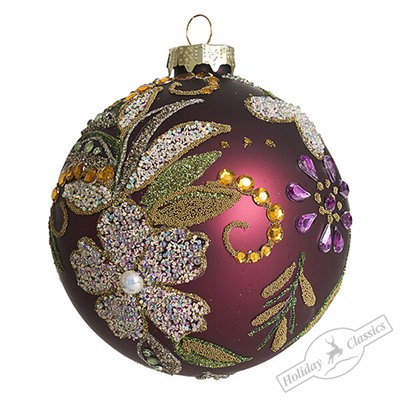 Шар "Волшебный сад" бургундия матовый (стекло) 10 см