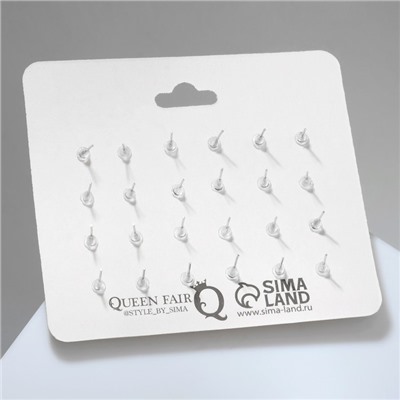 Серьги пусеты 12 пар «Вкусняшки» фруктики, цветные в серебре