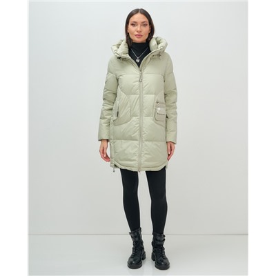 Куртка зимняя женская с капюшоном модная салатового цвета 3193Sl